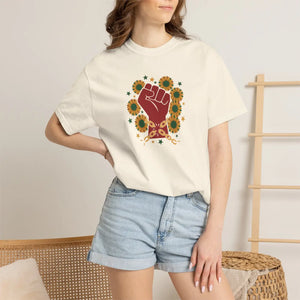 Raised Fist Sunflower Juneteenth Cotton Tee - Dipaliz - T-shirts