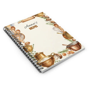 Personalized Recipe Spiral Notebook Watercolor Kitchen Dipaliz - Journals