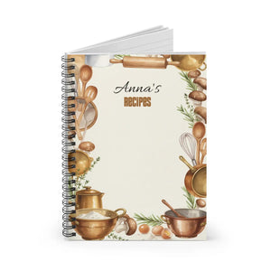 Personalized Recipe Spiral Notebook Watercolor Kitchen Dipaliz - Journals