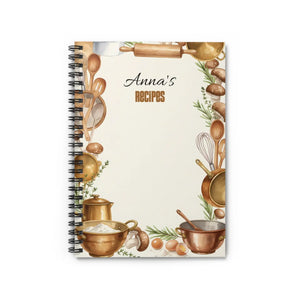 Personalized Recipe Spiral Notebook Watercolor Kitchen Dipaliz - Journals