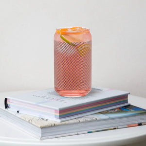 Striped Can-shaped Glass Tumbler - Blue - Dipaliz - Tumblers