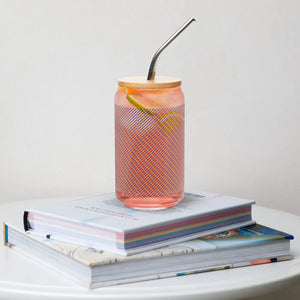 Striped Can-shaped Glass Tumbler - Blue - Dipaliz - Tumblers