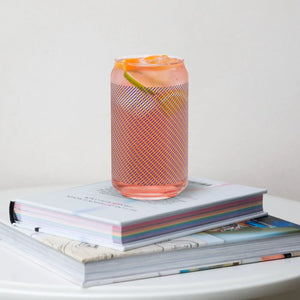 Striped Can-shaped Glass Tumbler - Blue - Dipaliz - Tumblers