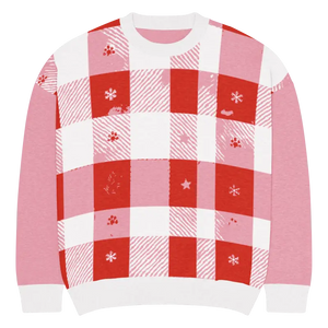 Red Buffalo Check Knitted Crew Sweater - Cozy Style - Dipaliz - 2xs - Sweaters