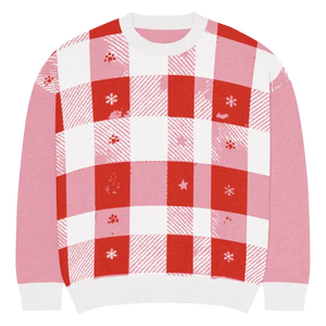 Red Buffalo Check Knitted Crew Sweater - Cozy Style - Dipaliz - Xl - Sweaters