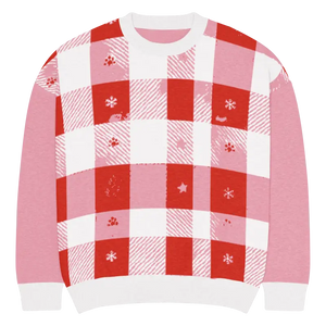 Red Buffalo Check Knitted Crew Sweater - Cozy Style - Dipaliz - 3xs - Sweaters