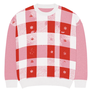Red Buffalo Check Knitted Crew Sweater - Cozy Style - Dipaliz - l - Sweaters
