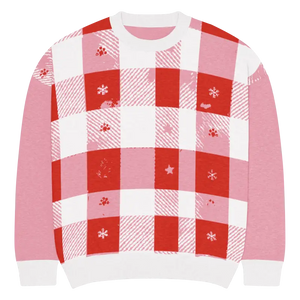 Red Buffalo Check Knitted Crew Sweater - Cozy Style - Dipaliz - m - Sweaters