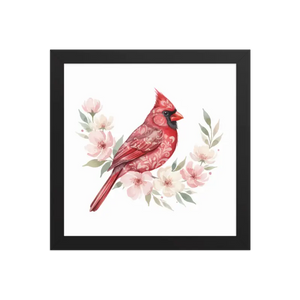 Red Cardinal Framed Poster Matte Black Wood Art - Dipaliz - 10″×10″ - Posters