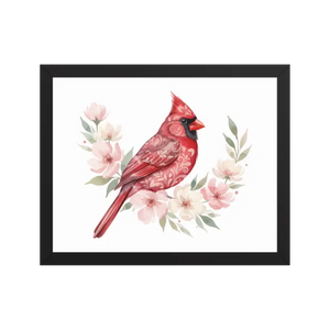 Red Cardinal Framed Poster Matte Black Wood Art - Dipaliz - 11″×14″ - Posters