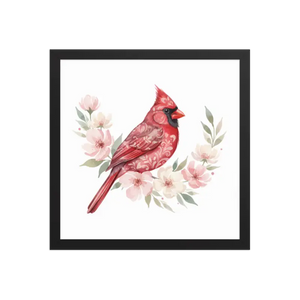 Red Cardinal Framed Poster Matte Black Wood Art - Dipaliz - 14″×14″ - Posters