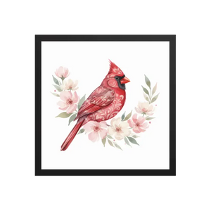 Red Cardinal Framed Poster Matte Black Wood Art - Dipaliz - 16″×16″ - Posters
