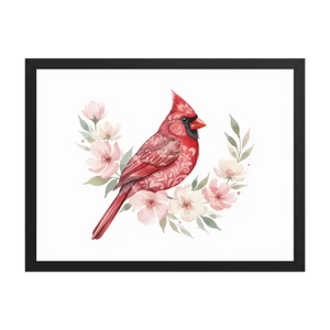 Red Cardinal Framed Poster Matte Black Wood Art - Dipaliz - 18″×24″ - Posters