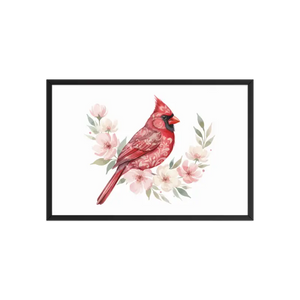 Red Cardinal Framed Poster Matte Black Wood Art - Dipaliz - 20″×30″ - Posters