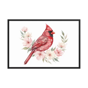 Red Cardinal Framed Poster Matte Black Wood Art - Dipaliz - 24″×36″ - Posters