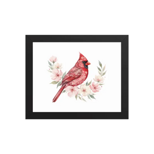 Red Cardinal Framed Poster Matte Black Wood Art - Dipaliz - 8″×10″ - Posters