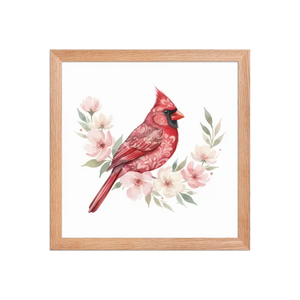 Red Cardinal Framed Poster Matte Black Wood Art - Dipaliz - Oak / 12″×12″ - Posters
