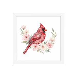 Red Cardinal Framed Poster Matte Black Wood Art - Dipaliz - White / 10″×10″ - Posters