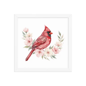 Red Cardinal Framed Poster Matte Black Wood Art - Dipaliz - White / 12″×12″ - Posters