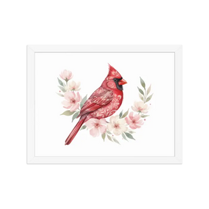 Red Cardinal Framed Poster Matte Black Wood Art - Dipaliz - White / 12″×16″ - Posters