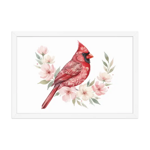 Red Cardinal Framed Poster Matte Black Wood Art - Dipaliz - White / 12″×18″ - Posters