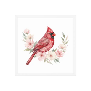 Red Cardinal Framed Poster Matte Black Wood Art - Dipaliz - White / 16″×16″ - Posters