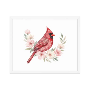 Red Cardinal Framed Poster Matte Black Wood Art - Dipaliz - White / 16″×20″ - Posters