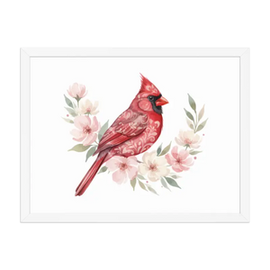 Red Cardinal Framed Poster Matte Black Wood Art - Dipaliz - White / 18″×24″ - Posters
