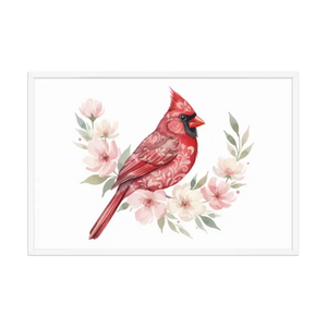 Red Cardinal Framed Poster Matte Black Wood Art - Dipaliz - White / 24″×36″ - Posters