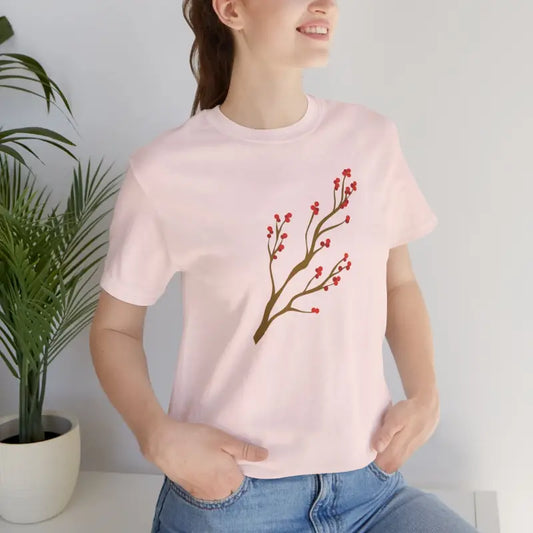 Sizzle in Style: Red Floral Fire Jersey Short Sleeve Tee - Soft Pink / s T-shirt