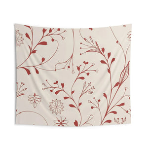 Red Floral Wall Tapestry – Polyester Decor - Dipaliz - Posters Prints & Visual Artwork