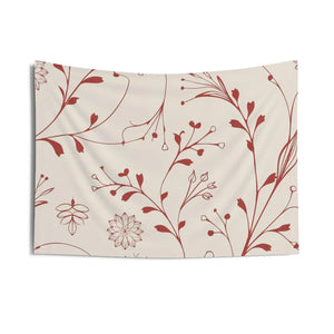 Red Floral Wall Tapestry – Polyester Decor - Dipaliz - Posters Prints & Visual Artwork