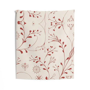 Red Floral Wall Tapestry – Polyester Decor - Dipaliz - Posters Prints & Visual Artwork