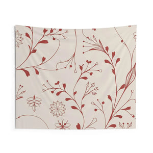Red Floral Wall Tapestry – Polyester Decor - Dipaliz - Posters Prints & Visual Artwork