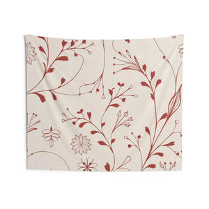 Red Floral Wall Tapestry – Polyester Decor - Dipaliz - Posters Prints & Visual Artwork