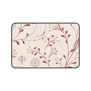 Red Floral Desk Mat - Neoprene Office Decor - Dipaliz - Workstation & Cubicle Accessories