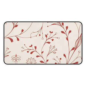 Red Floral Desk Mat - Neoprene Office Decor - Dipaliz - Workstation & Cubicle Accessories