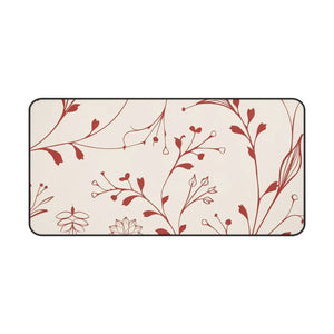 Red Floral Desk Mat - Neoprene Office Decor - Dipaliz - Workstation & Cubicle Accessories