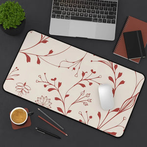 Red Floral Desk Mat - Neoprene Office Decor - Dipaliz - Workstation & Cubicle Accessories