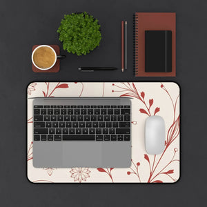 Red Floral Desk Mat - Neoprene Office Decor - Dipaliz - Workstation & Cubicle Accessories