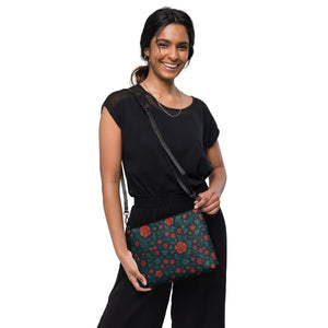 Red Flowers Crossbody Bag - Dark Gray Hardware - Dipaliz - Cross Body Bags