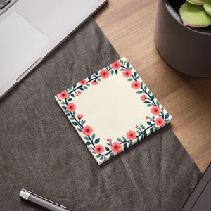 Vibrant Red Flower Sticky Notes with Post-it Note Adhesive - Dipaliz - 4’’ x / White