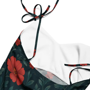 Midi Dress Red Flowers Built-in Bra Support Summer Style - Dipaliz - Dresses