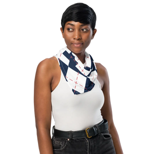 Eco Navy and White Checkered Print Bandana - Dipaliz - Bandanas & Headties