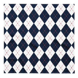 Eco Navy and White Checkered Print Bandana - Dipaliz - Bandanas & Headties