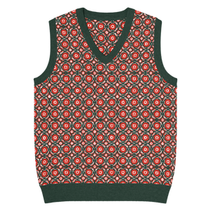 Pattern Knit Vest - Vintage Vibes Green Diamond Design - Dipaliz - Xs - Sweater