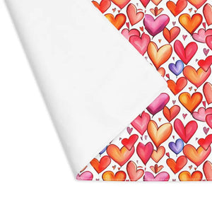 Cotton Placemats - Red Hearts Cloth Placemat Set - Dipaliz - 18’’ × 14’’