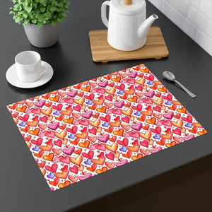 Cotton Placemats - Red Hearts Cloth Placemat Set - Dipaliz - 18’’ × 14’’