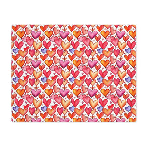 Cotton Placemats - Red Hearts Cloth Placemat Set - Dipaliz - 18’’ × 14’’