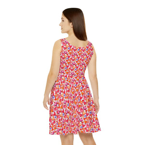 Red Skater Dress – Asymmetrical Party Flair - Dipaliz - Dresses - s